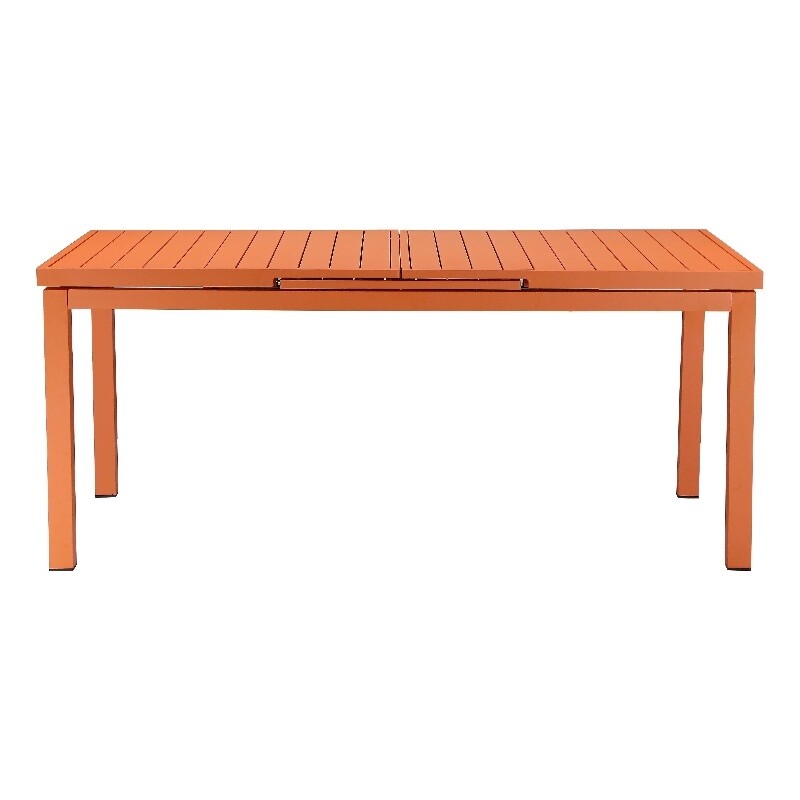 Pangea Home Miami 30×95″ Modern Aluminum Extension Table in Orange Finish