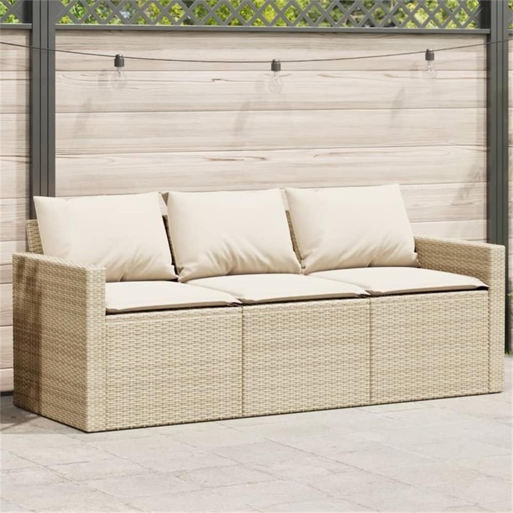 Bowery Hill Contemporary Synthetic Poly Rattan Garden Sofa Beige & Cream