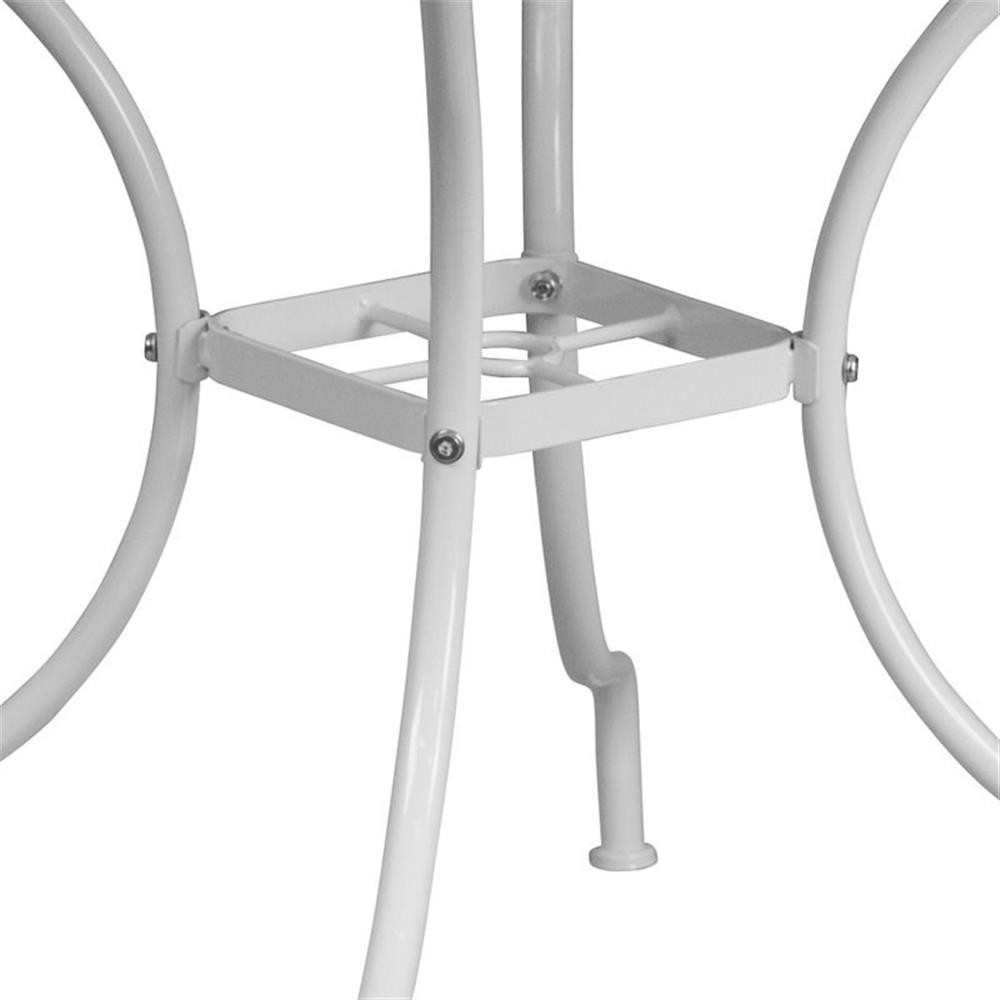 Flash Furniture 35.5″ Square Steel Flower Print Patio Dining Table in White