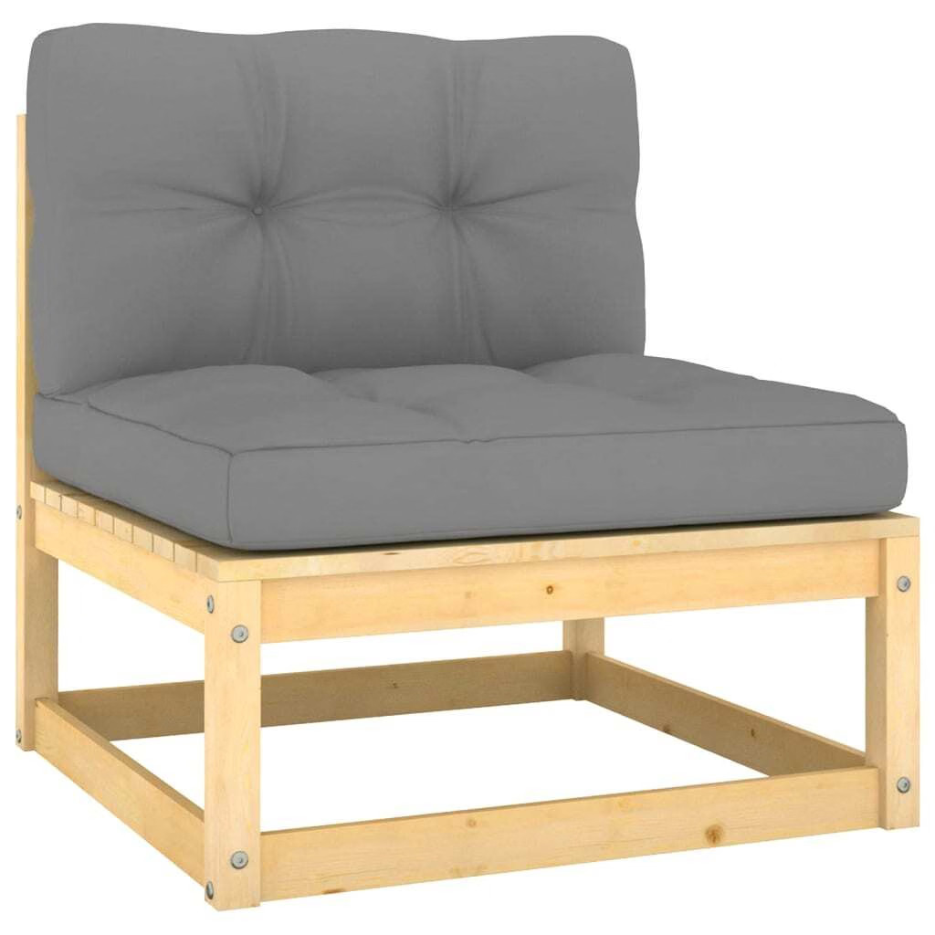 Middle Sofa Grey Solid pine wood, fabric (100% polyester) medium