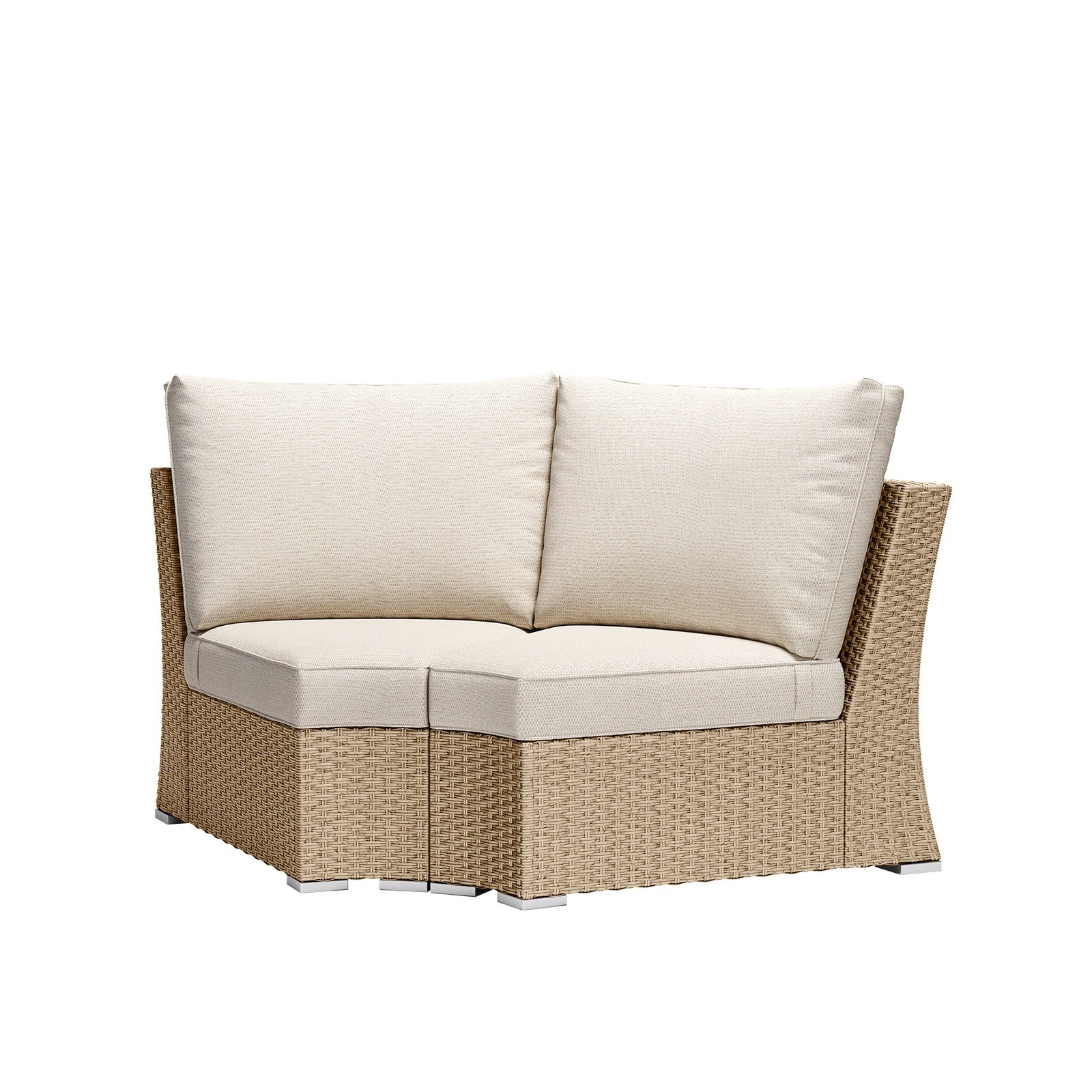 Aoodor Patio Curved Sectional Sofa Wicker Modular Corner Couch Furniture Set