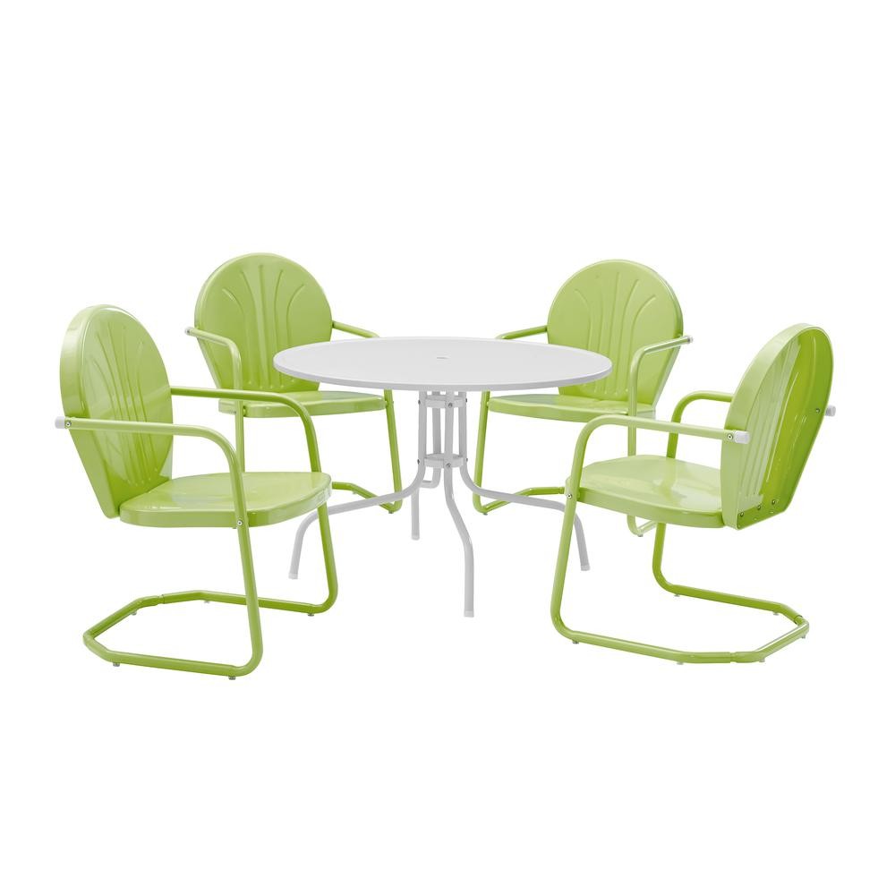 Griffith 5Pc Round Retro Outdoor Dining Set – Table & 4 Chairs