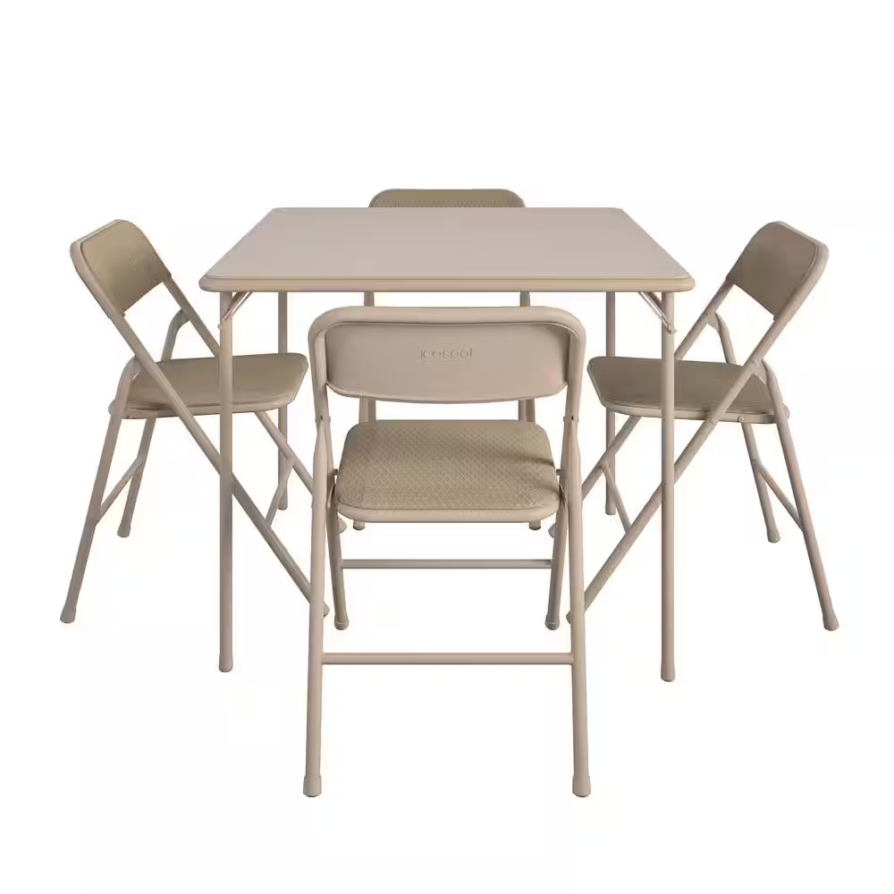 5-Piece Folding Dining Set, Tan
