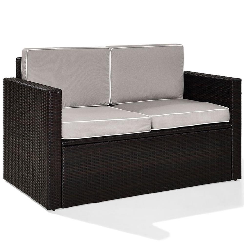 Afuera Living Wicker Patio Loveseat in Brown and Gray