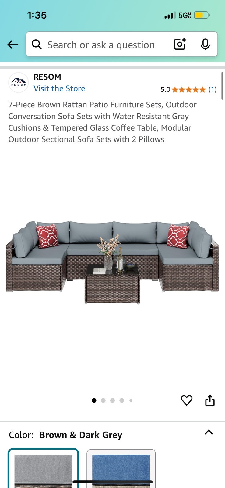 Costway 7-Pieces Rattan Sectional Sofa Set with Cushion – Red