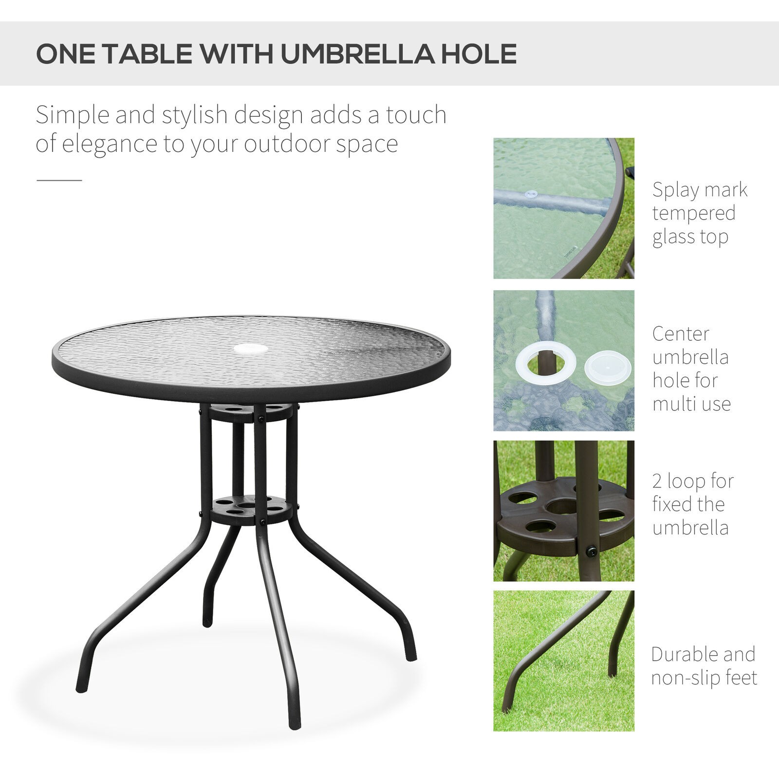 6 Piece Patio Dining Set for 4 with Umbrella Outdoor Table and Chairs for Garden