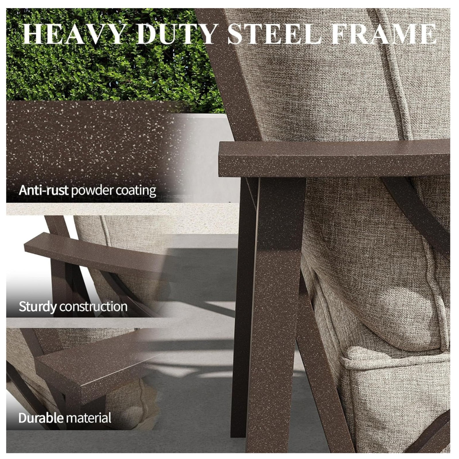 Outdoor Patio Set 70″ 3-Seat Sofa & Coffee Table with Cushions