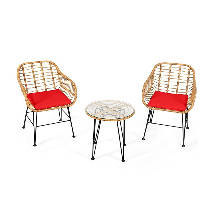 Sturdy Steel-Frame Rattan Set w/ Removable Cushion Covers
