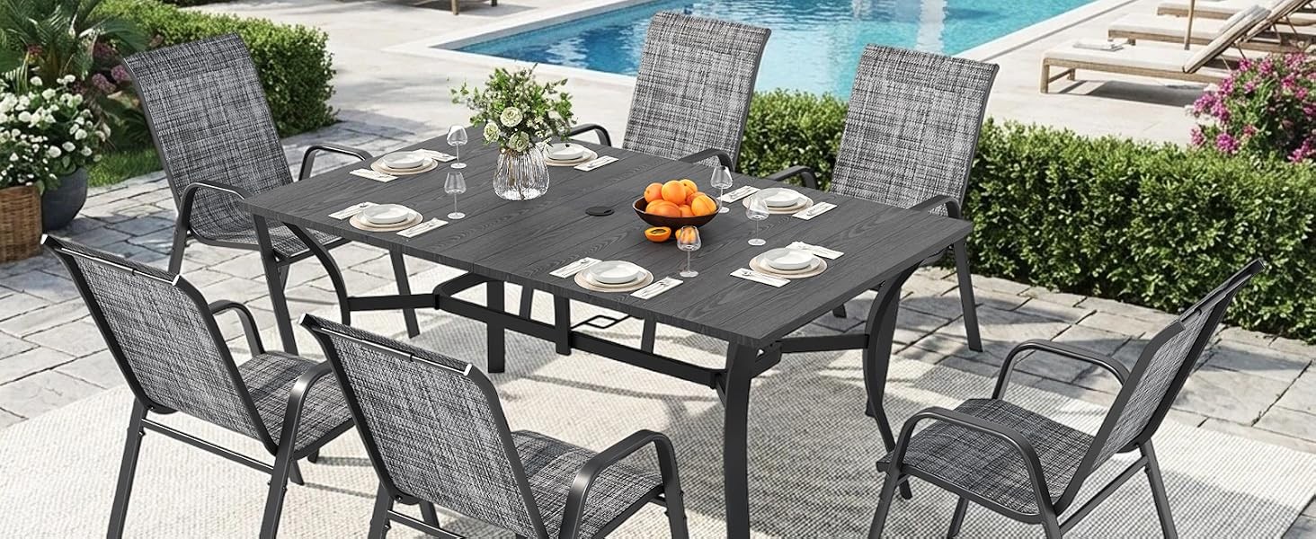 37.8”x37.8” Metal Outdoor Dining Table for 4,Square Patio Dining Table with