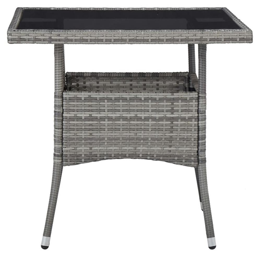 Bowery Hill Dining Set in Gray w/ Poly Rattan/Tempered Glass/Powder-Coated Steel