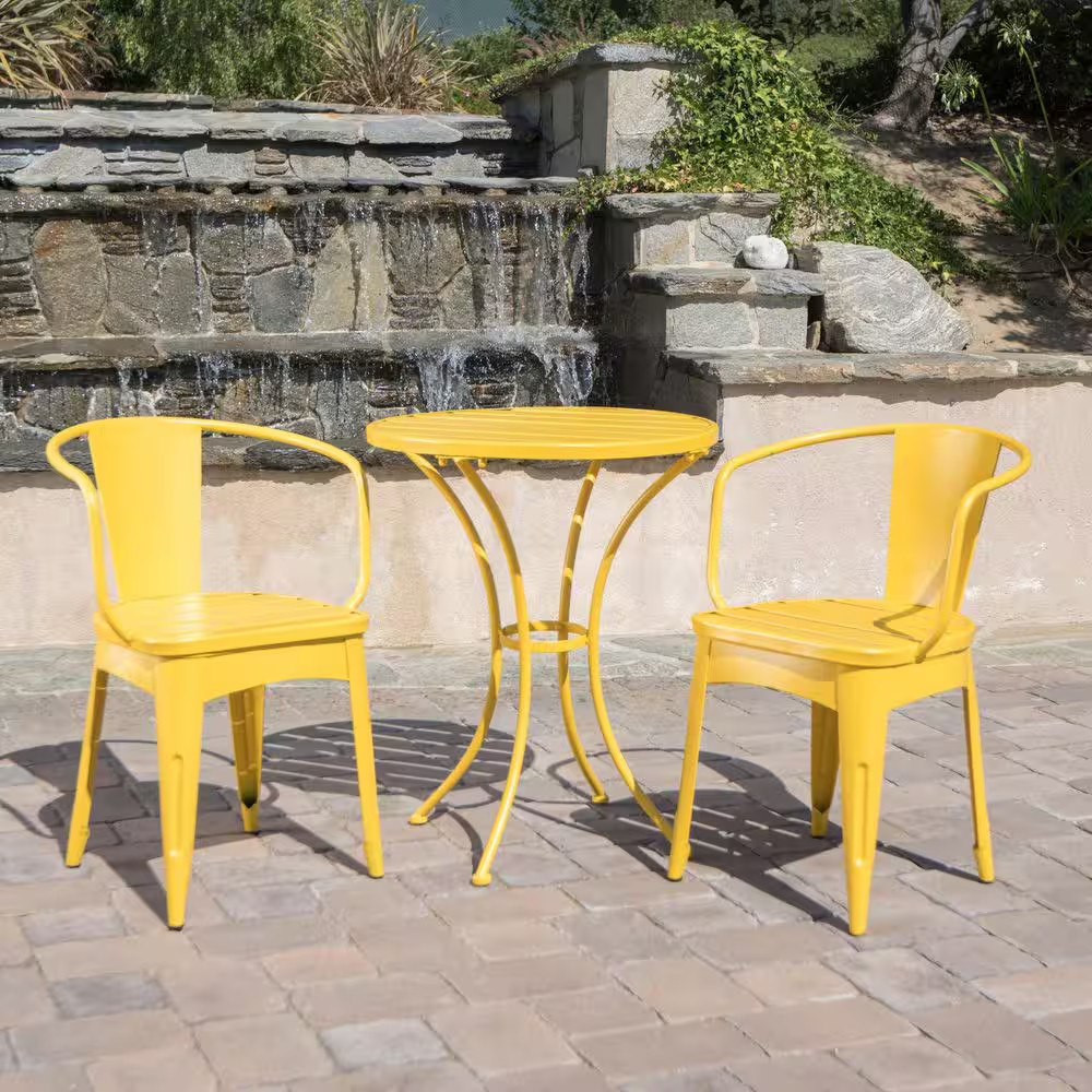 3-Piece Metal Bistro Set, Outdoor Patio Furniture Set (2 Chairs + 1 round Table)