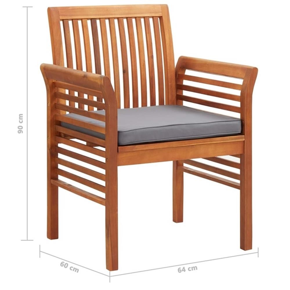 Bowery Hill Outdoor Dining Set in Brown Frame With in Dark Gray Cushions