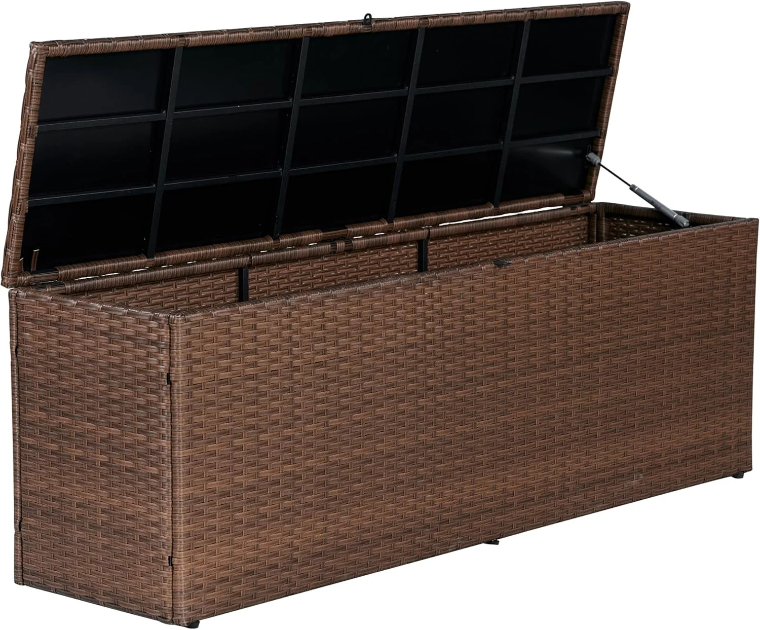 happimess TRK1002B Nino 59.06″ Modern Minimalist Outdoor Faux Wicker Deck and Pa