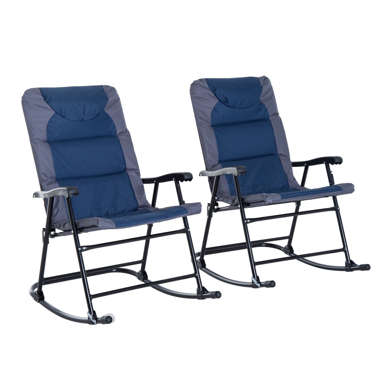 Dual Rocking Chair Set Outdoor 265lb Capacity Breathable Fabric Finish