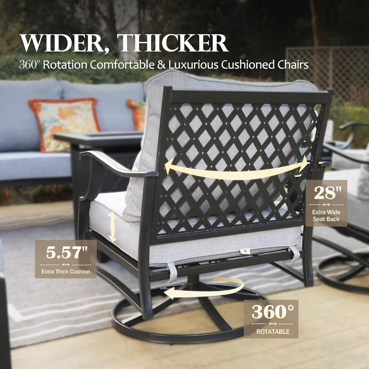 4 Piece Patio Furniture Set Outdoor Conversation Set Sofa Chairs with Firepit