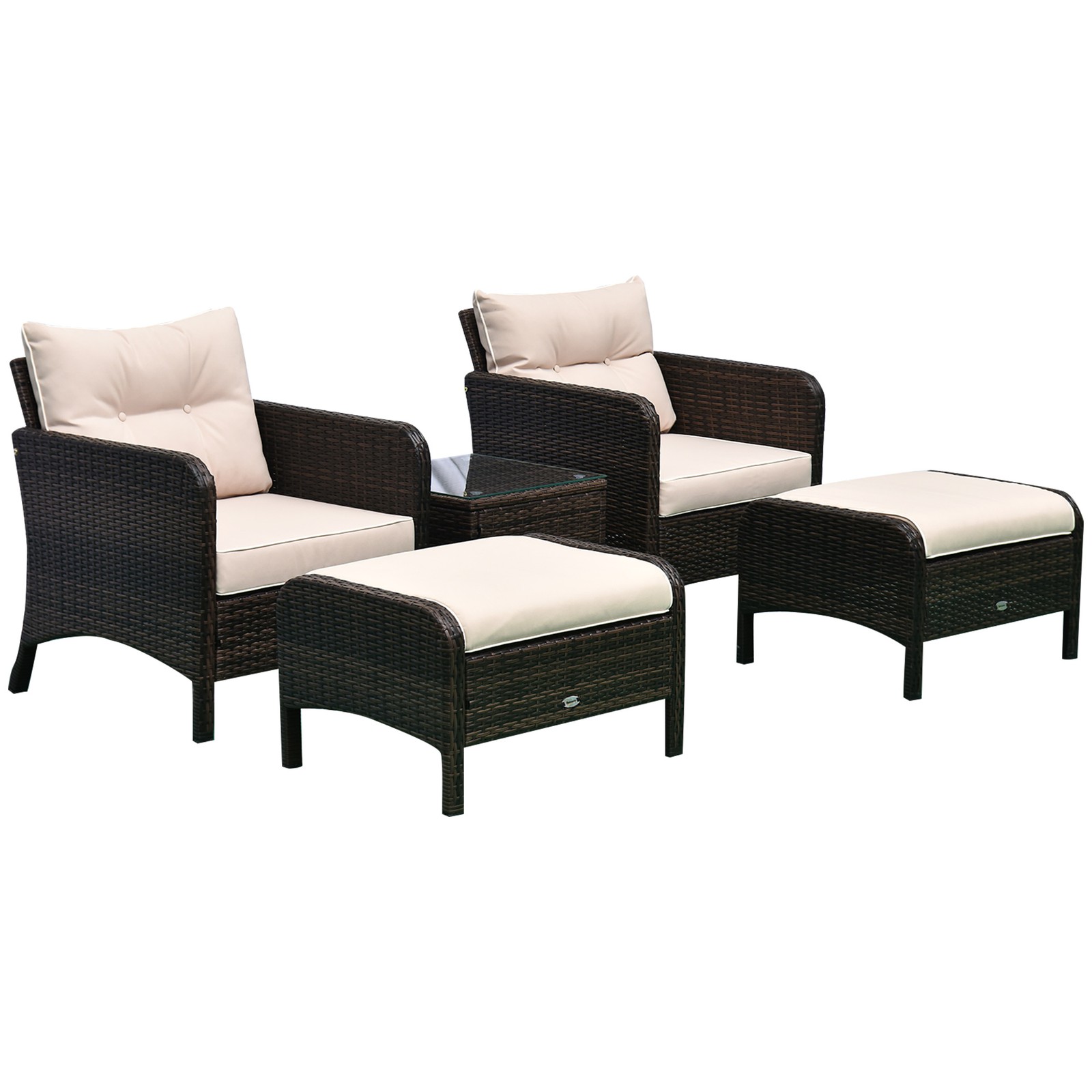 5-Piece Outdoor Rattan Patio Set with Coffee Table, Brown