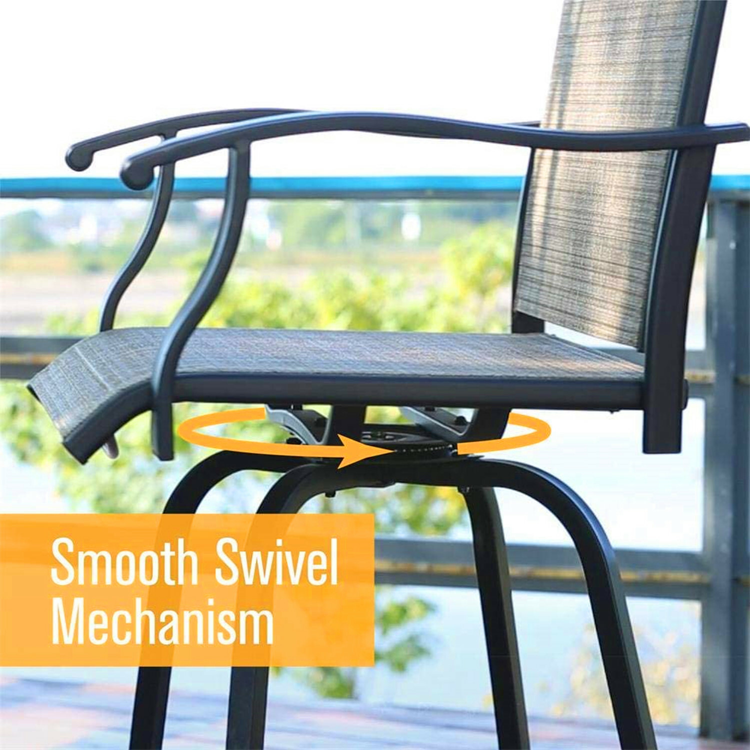 Patio Bar Table Chair Set Swivel Bar Height Chair Bar Chairs Outdoor Stools 5PCS