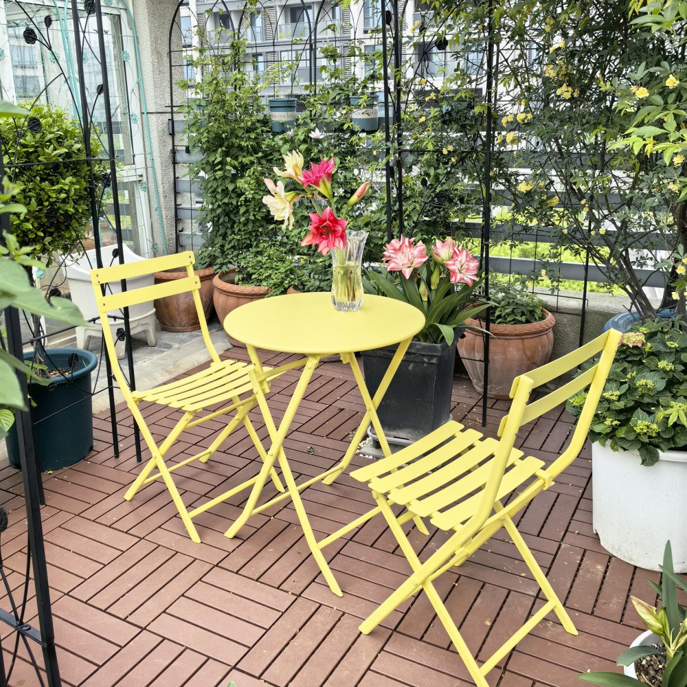3 Piece Patio Bistro Set,Foldable 1 Table&2 Chairs,Outdoor/Indoor Furniture Set