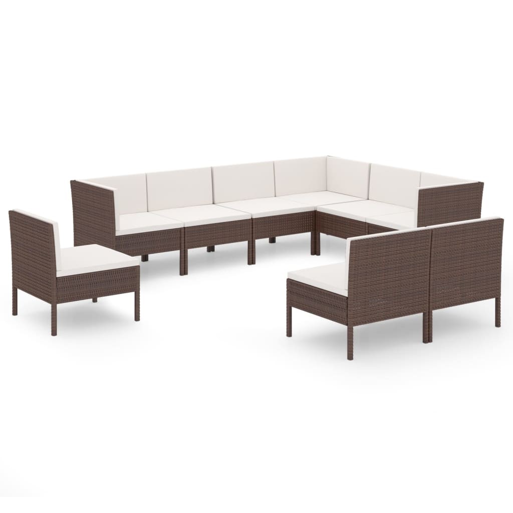 Garden Lounge Set Patio Sectional Sofa Couch Outdoor Poly Rattan Brown vidaXL