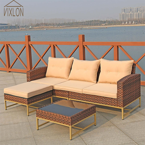 4X Patio Rattan Wicker Sectional Sofa Set Outdoor Furniture Set W/ Metal Stand