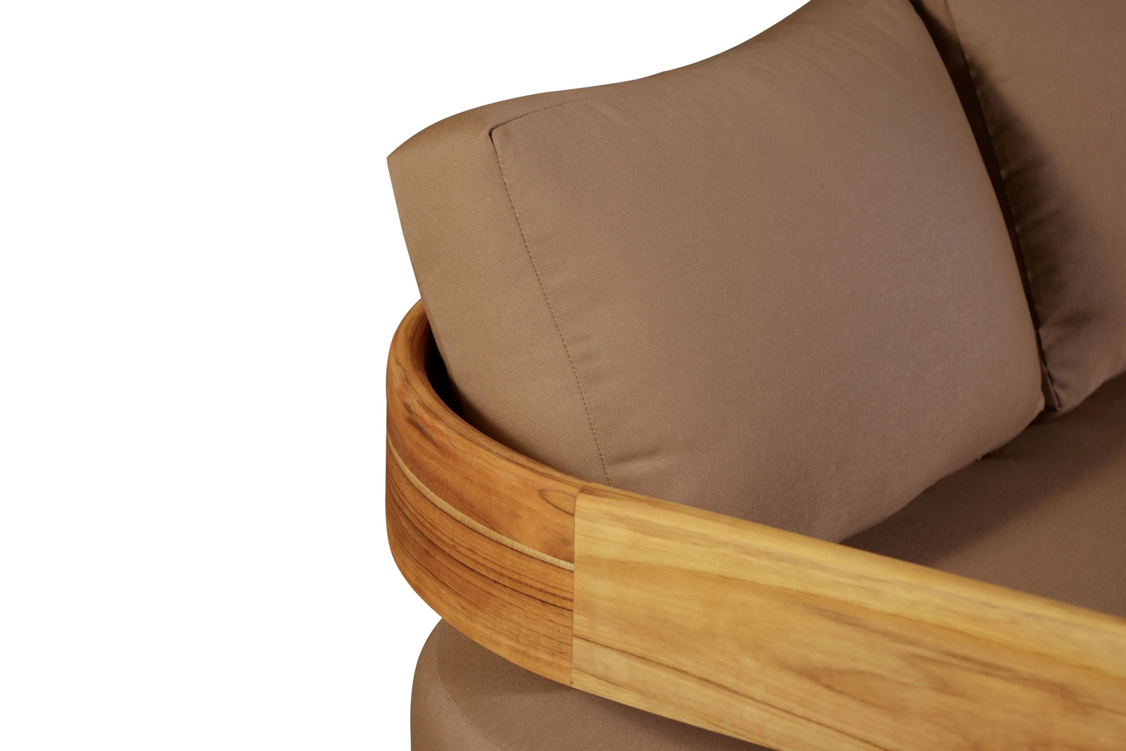 Eclipse Outdoor Solid Teak Wood Sofa – Light Brown Fabric Sofa and Cover