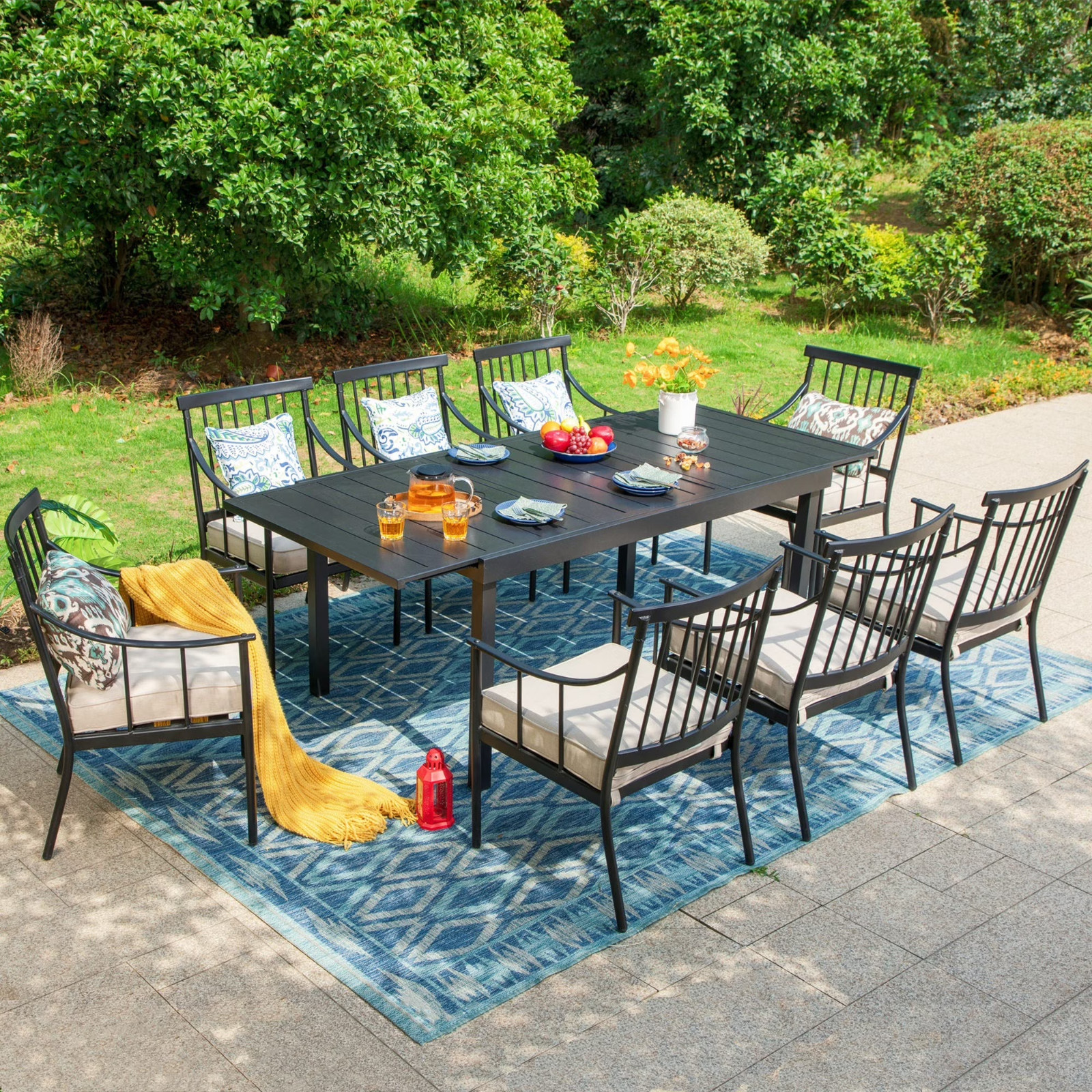 MF Studio Set of 2 Outdoor Patio Dining Chairs with Cushions, Weather Resistant,