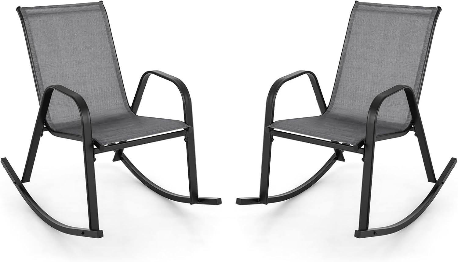 Outdoor Rocking Chairs Set of 2, Patio Rocking Chairs W/Breathable Seat & Back,