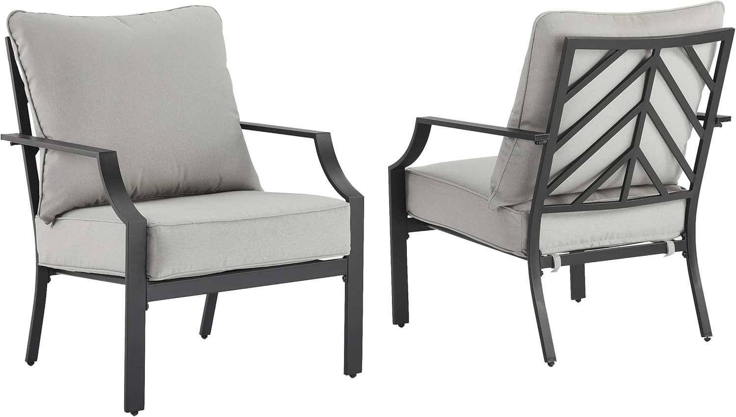 Otto Matte Black Outdoor Chair Set with Gray Cushions – 2 Pieces