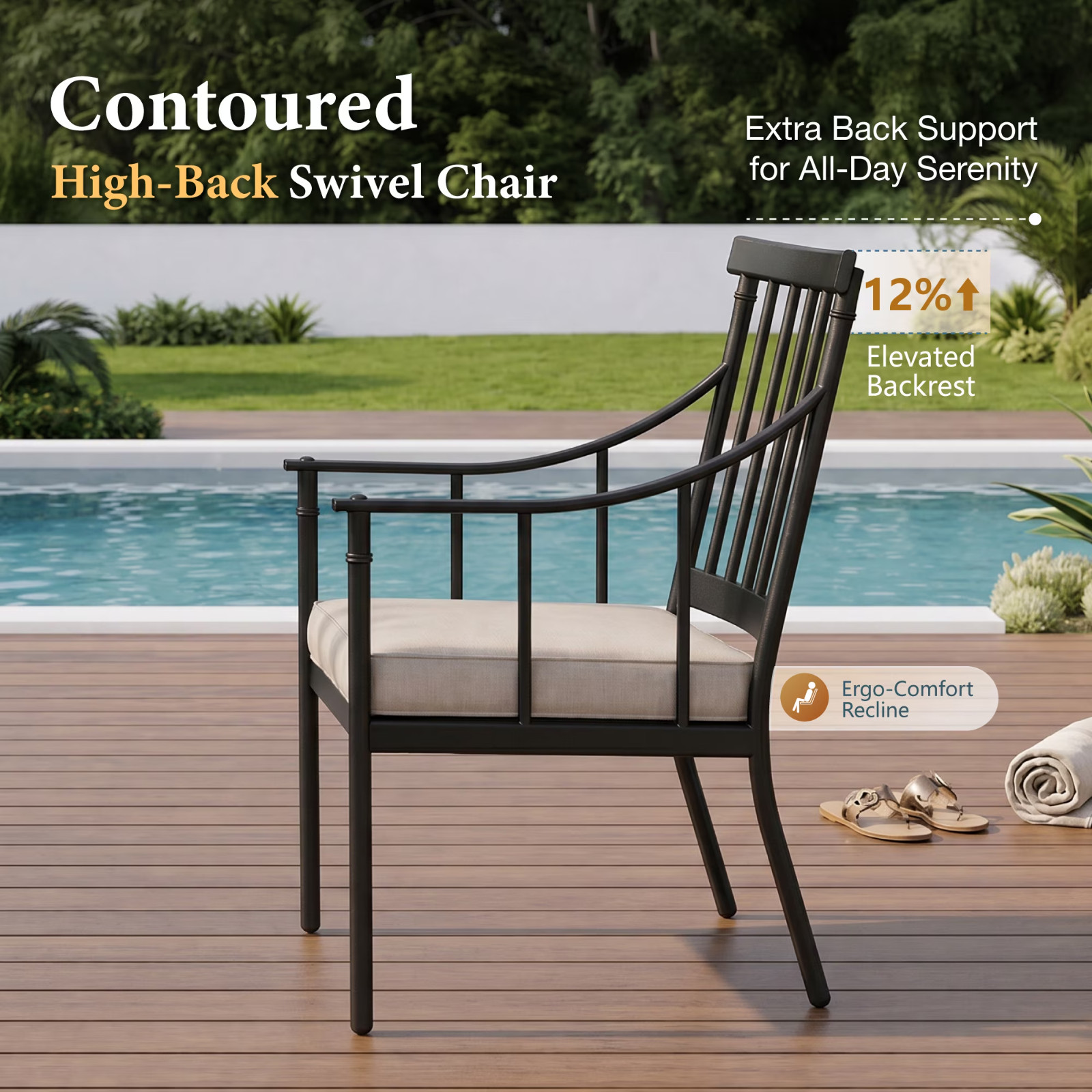 MF Studio Set of 2 Outdoor Patio Dining Chairs with Cushions, Weather Resistant,