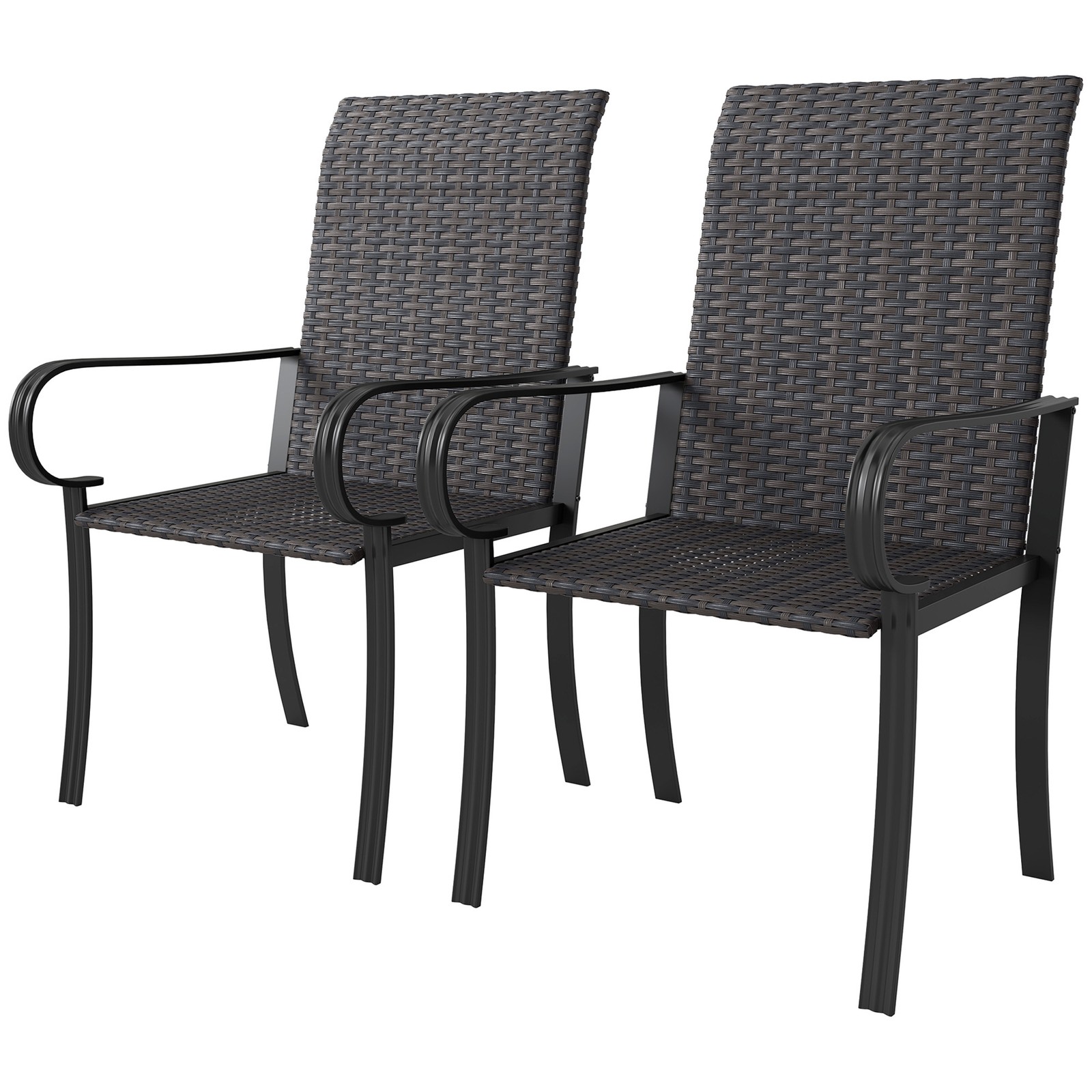 Brown PE Rattan Rocking Chairs, 2-Piece Set, 265 lbs. Capacity