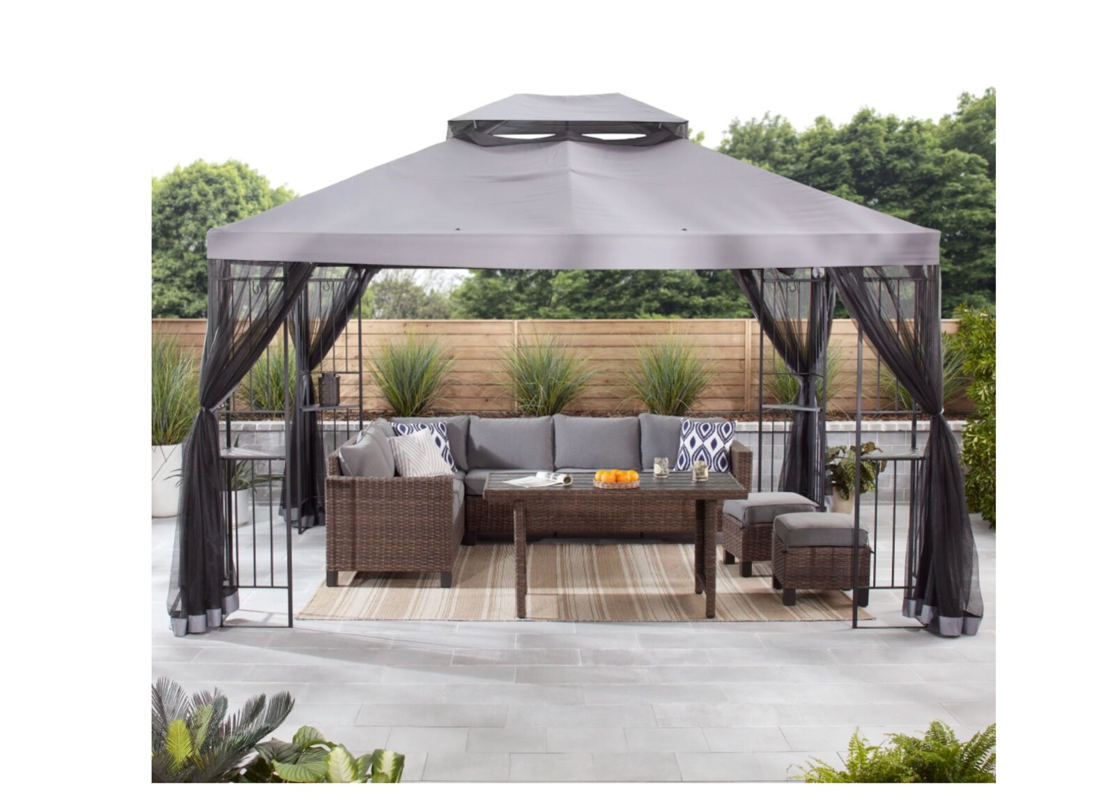 Mainstays Easy-Assembly 10 x 12 foot Outdoor Soft Top Gazebo – Gray
