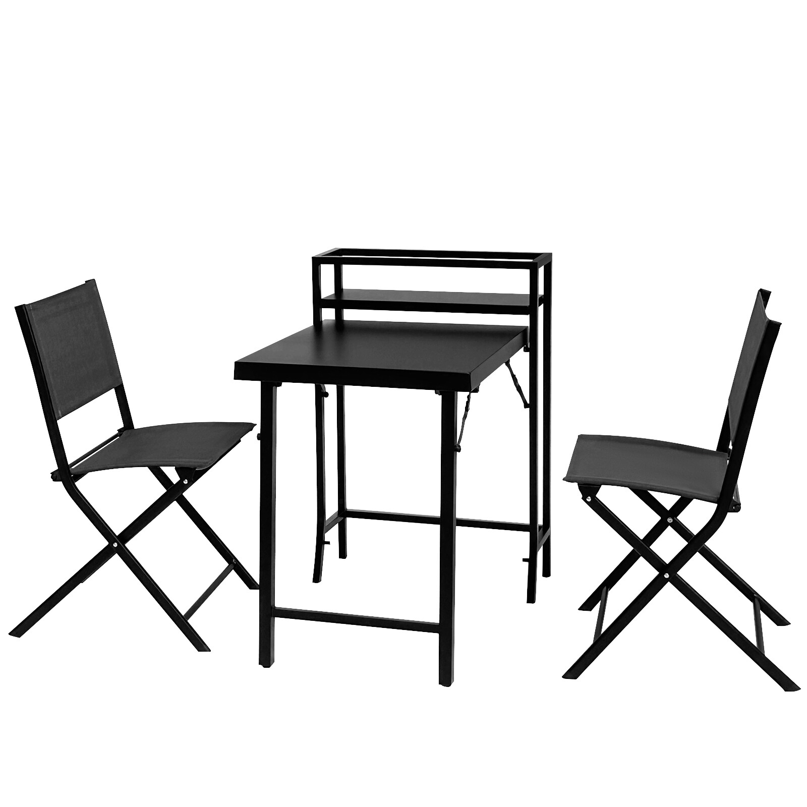 3 PCS Patio Bistro Set for 2, Foldable Patio Table &Chairs, No Assembly Required