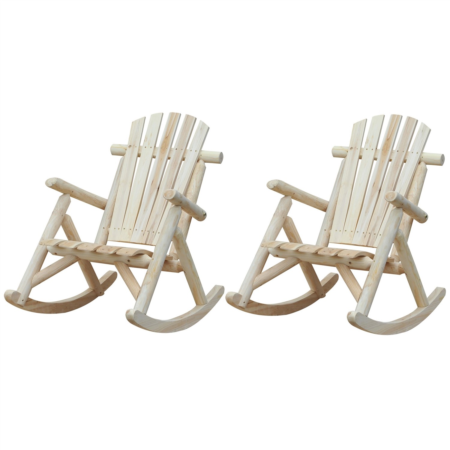 Outdoor Adirondack Rocking Chair Set 2 Fir Wood Natural FarmHouse