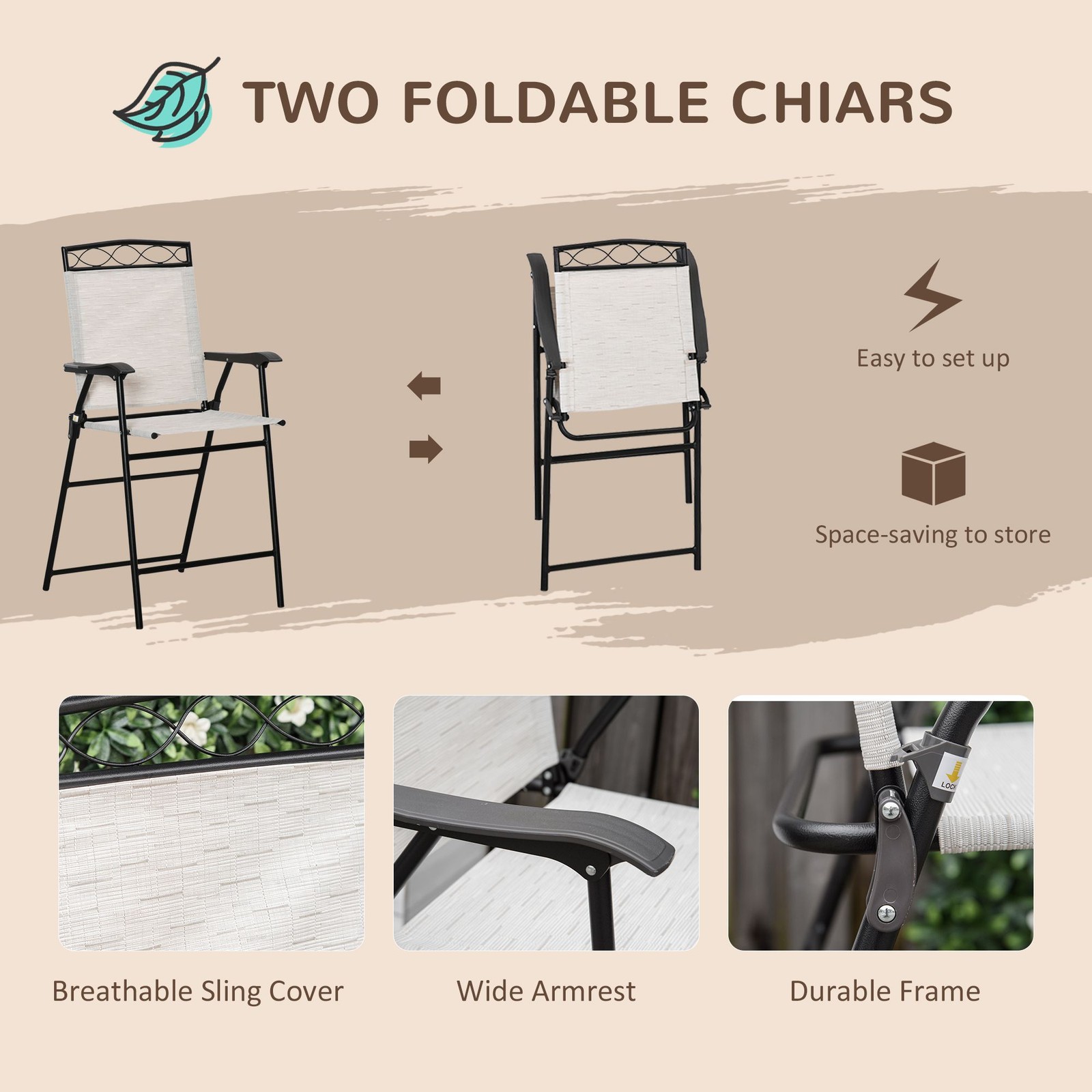 4-Pc Outdoor Bar Set: Steel Frame, Wave Textured Glass Table, 2 Mesh Chairs