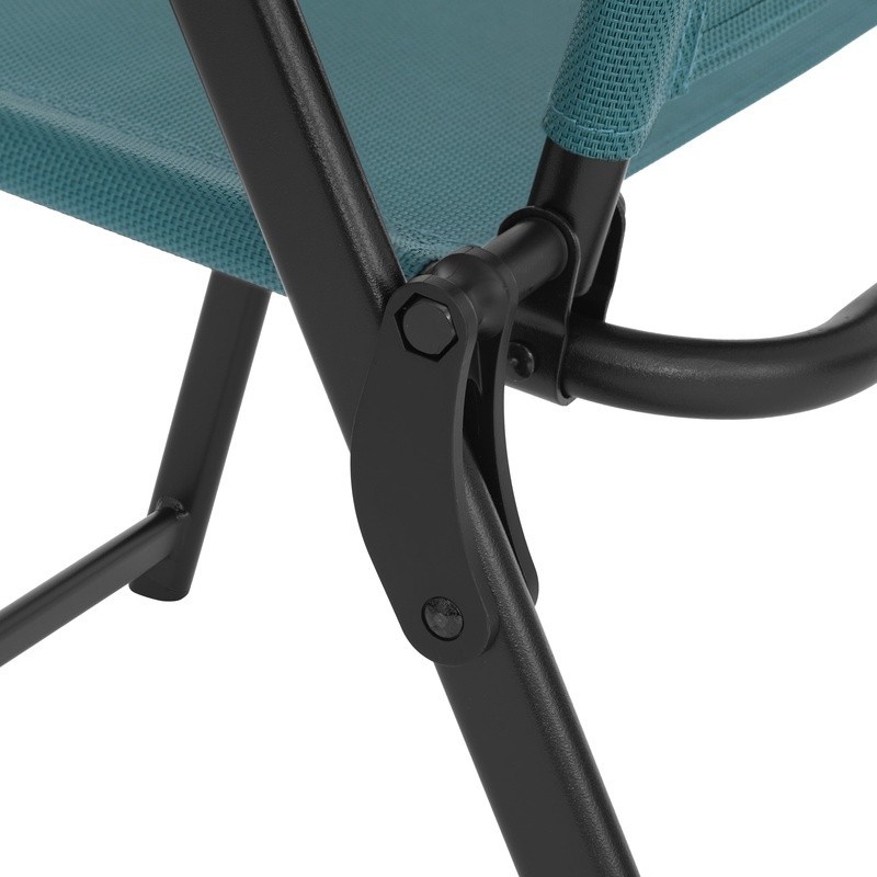 3 Piece Folding Bistro Set W/ Tempered Glass Table Outdoor Patio Chairs Teal