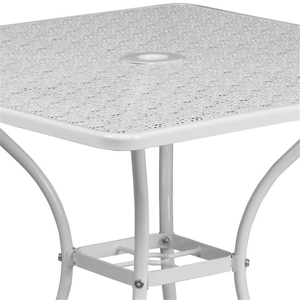 Flash Furniture 35.5″ Square Steel Flower Print Patio Dining Table in White