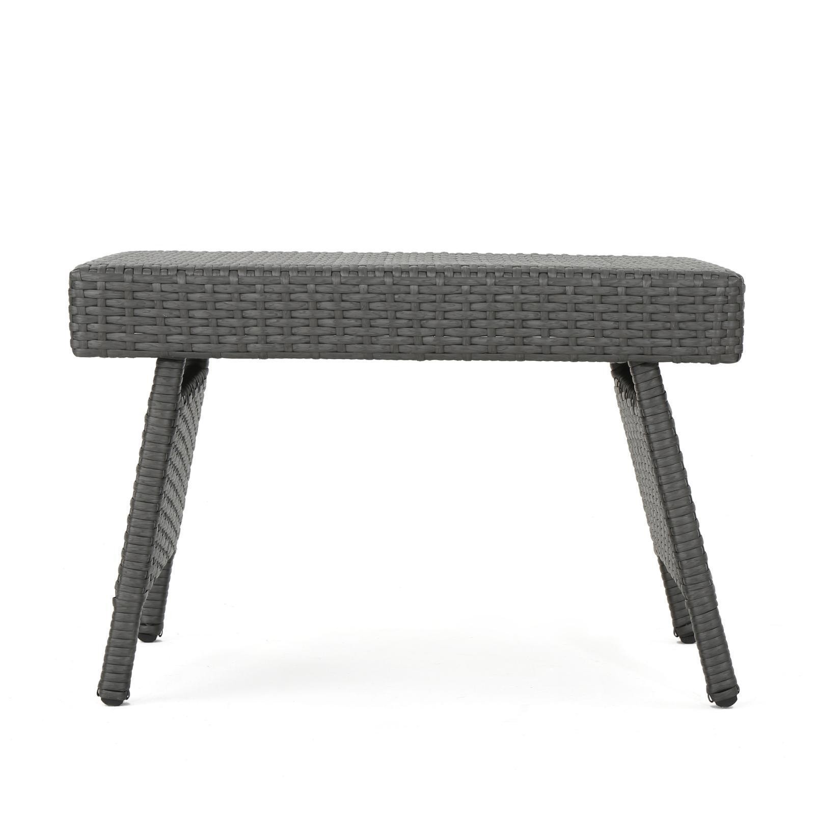 Polyethylene Wicker Snack Table – Stylish Faux Rattan Accent with Sturdy Iron